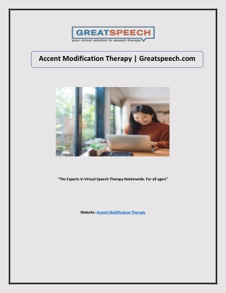 Accent Modification Therapy | Greatspeech.com