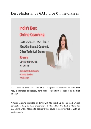 Best platform for GATE Live Online Classes