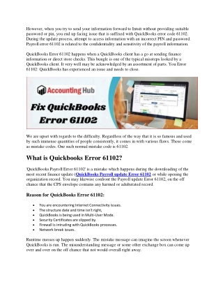 Know How to Resolve QuickBooks Payroll Error 61102