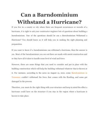 Can a Barndominium Withstand a Hurricane_