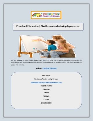 Preschool Edmonton | Strathconatenderlovingdaycare.com