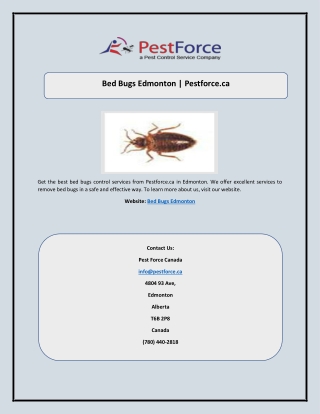 Bed Bugs Edmonton | Pestforce.ca