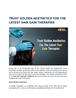 TRUST GOLDEN AESTHETICS FOR THE LATEST HAIR GAIN THERAPIES