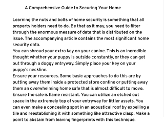 A Comprehensive Guide to Securing Your Home