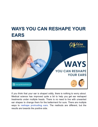 WAYS YOU CAN RESHAPE YOUR EARS