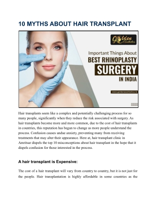 10 MYTHS ABOUT HAIR TRANSPLANT