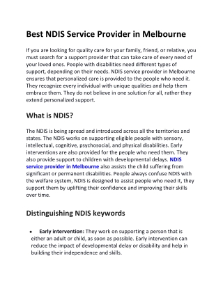 NDIS service provider in Melbourne