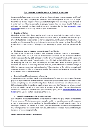 Tips to score brownie points in A-level economics