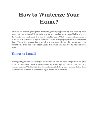 How to Winterize Your Home_