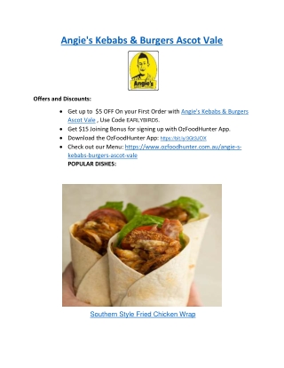 5% Off - Angie's Kebabs & Burgers Ascot Vale Menu, VIC