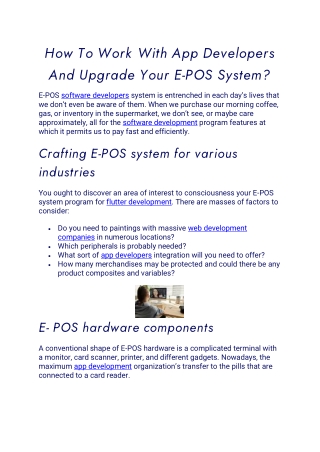 How To Work With App Developers And Upgrade Your E-POS System