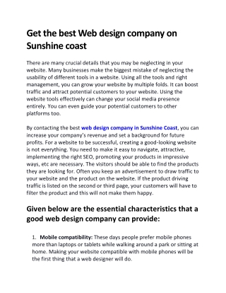 Best web design company in Sunshine Coast