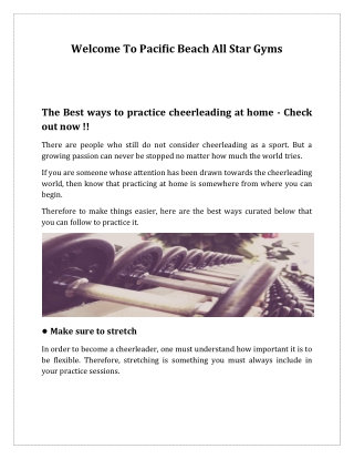 The Best ways to practice cheerleading at home - Check out now