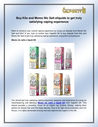 Momo nic salts e liquid UK