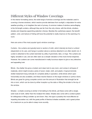 Different Styles of Window Coverings