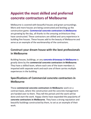 Commercial concrete contractors in Melbourne