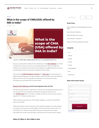 What is the scope of CMA(USA) offered by IMA in India?