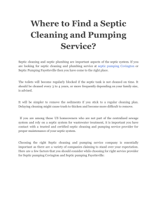 Where to Find a Septic Cleaning and Pumping Service_