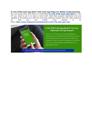 Is The $750 Cash App Real? Visit Cash App Page For Better Understanding