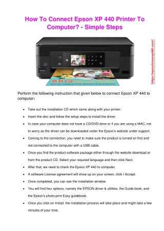How To Connect Epson Xp 440 Printer To Computer?