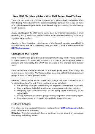 New MOT disciplinary rules _ wh at MOT testers need to know