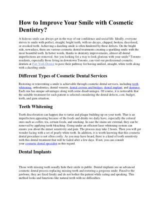 How to Improve Your Smile with Cosmetic Dentistry