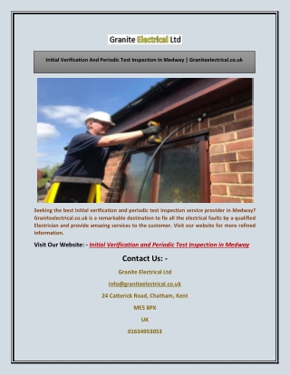 Initial Verification And Periodic Test Inspection In Medway | Graniteelectrical.