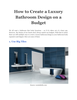 How to Create a Luxury Bathroom Design on a Budget