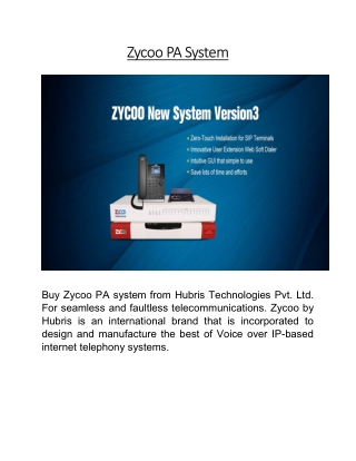 Zycoo PA System