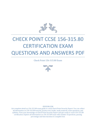 Check Point CCSE 156-315.80 Certification Exam Questions and Answers PDF