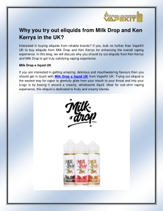 Milk Drop e liquid UK