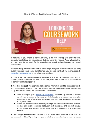 Ideas to Write the Best Marketing Coursework Writing