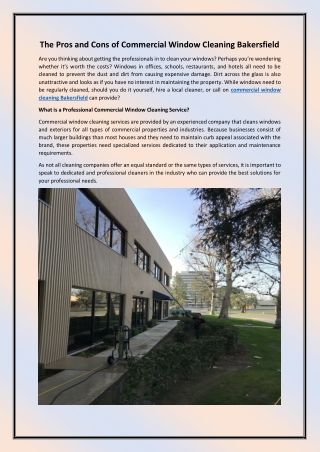 The Pros and Cons of Commercial Window Cleaning Bakersfield
