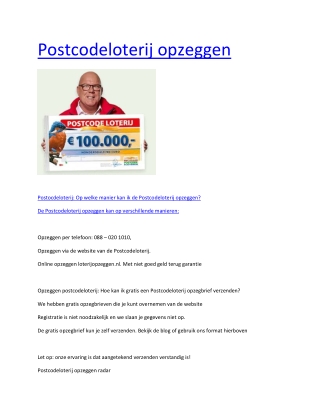 Postcodeloterij opzeggen