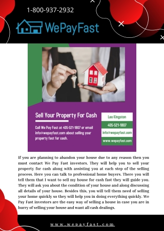 Sell Your Property For Cash - We Pay Fast