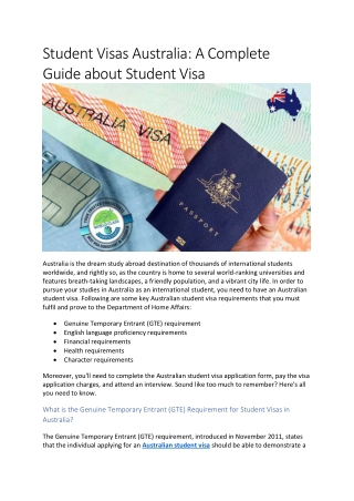Student Visas Australia: A Complete Guide about Student Visa