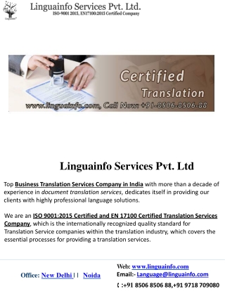 India's No.1 Certified Language Translation Company In India|Linguainfo