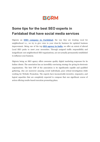 Some tips for the best SEO experts in Faridabad that have social media services