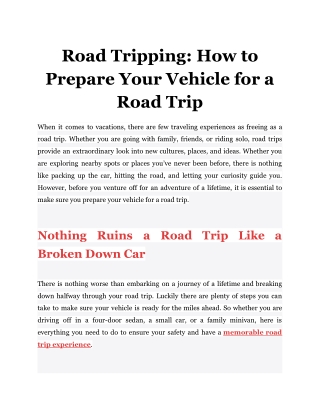 Road Tripping_ How to Prepare Your Vehicle for a Road Trip