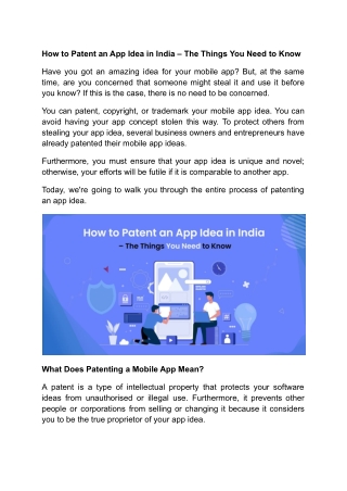 How to Patent an App Idea in India – The Things You Need to Know