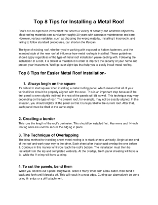 8 Tips for Installing a Metal Roof