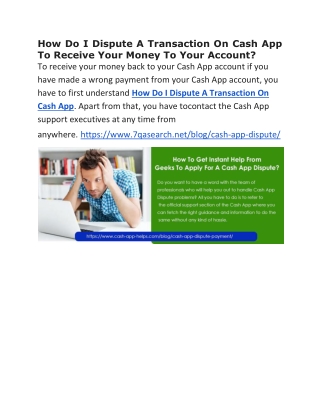 How Do I Dispute A Transaction On Cash App
