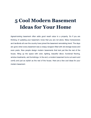 5 Cool Modern Basement Ideas for Your Home