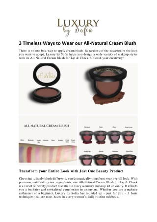 3 Timeless Ways to Wear our All-Natural Cream Blush
