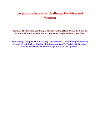 10 pounds in 30-day challenge For Men and Women