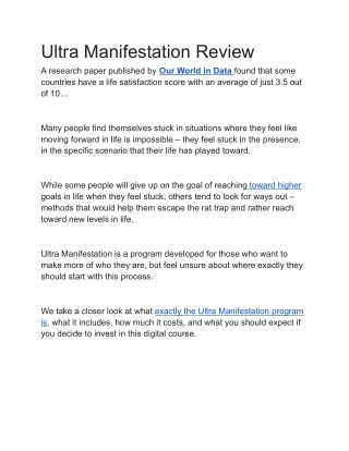 Ultra Manifestation Review