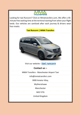Taxi Runcorn | MMA Transfers