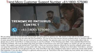 Trend Micro Customer Service Phone Number  61(1800) 575080
