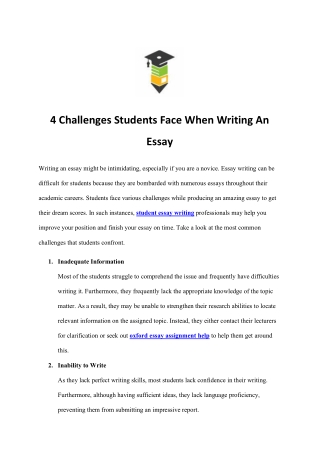 4 Challenges Students Face When Writing An Essay