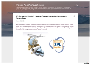 3PL Companies New York – Volume Forecast Information Necessary to Achieve Goals 